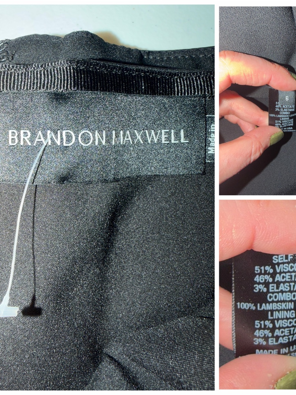 Brandon Maxwell Black Dress Leather Strapless 6 Cocktail Party Wedding Guest 🟡 - Picture 15 of 16